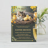 ユーモアたっぷりの猫 イースターの卵はなしでバブルとブランチ 招待状 (スタンド正面)