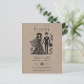 ユーモアたっぷりの結婚式の漫画　手描きの花嫁と新郎 (スタンド正面)