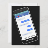 ユーモアたっぷりの結婚式招待前のお知らせカード セーブザデート (正面)