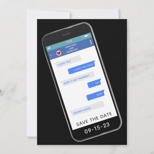 ユーモアたっぷりの結婚式招待前のお知らせカード セーブザデート (正面)