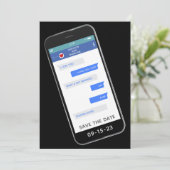 ユーモアたっぷりの結婚式招待前のお知らせカード セーブザデート (スタンド正面)