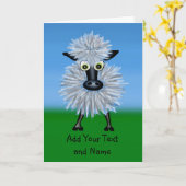 ユーモアたっぷりの羊 - 名前やデザインをカスタマイズできるカード カード (黄色い花)