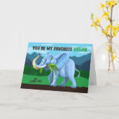 ユーモアたっぷりの象のベジタリアン バレンタインデーカード カード (黄色い花)