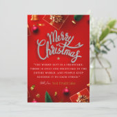 ユーモアたっぷりの赤いクリスマスグリーティングカード 招待状 (スタンド正面)