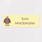 ユーモアたっぷりの農場の七面鳥の漫画がカスタマイズできます ラベル (デザイン2)