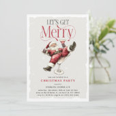 ユーモアたっぷりの酔っ払いサンタ「Let's Get Merry クリスマスパーティー 招待状 (スタンド正面)