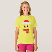ユーモアたっぷりの雪だるまの顔 笑顔の楽しいクリスマス家族 Tシャツ (正面フル)