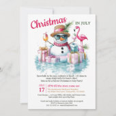 ユーモアたっぷりの雪だるまプールパーティ クリスマス・イン・ジュライ 招待状 (正面)