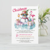 ユーモアたっぷりの雪だるまプールパーティ クリスマス・イン・ジュライ 招待状 (スタンド正面)
