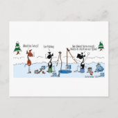ユーモアたっぷりの馬の氷釣り漫画ポストカード ポストカード (正面)