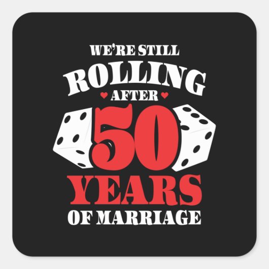 ユーモアたっぷりの50周年記念カップル 50年結婚生活を続けてきた夫婦 スクエアシール (正面)