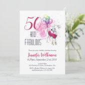 ユーモアたっぷりの50歳バースデーカード ピンク 招待状 (スタンド正面)