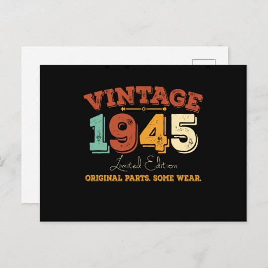 ユーモアたっぷりの80歳のお年寄り 1945 ヴィンテージ 80歳の誕生日プレゼント ポストカード (正面/裏面)