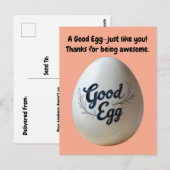 ユーモアたっぷりの「良い卵」感謝の気持ちを伝えるノート - サンクスノート ポストカード (正面/裏面)