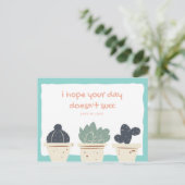 ユーモアたっぷりイラスト 多肉植物 ポストカード (スタンド正面)