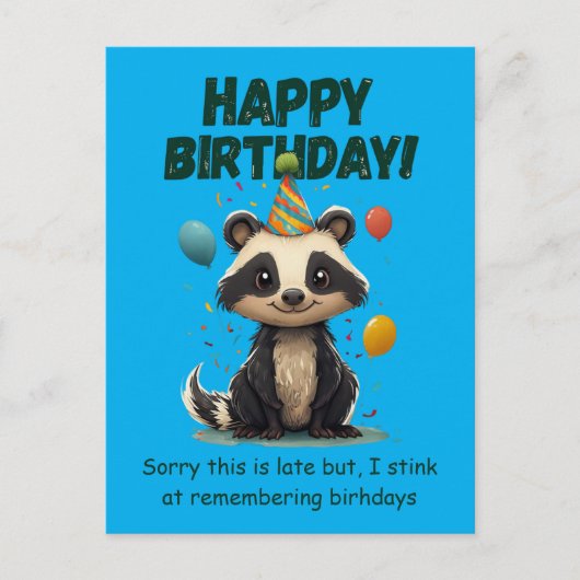 ユーモアたっぷりスカンクの遅れた誕生日 ポストカード (正面)