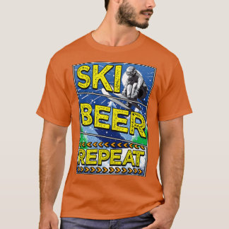 ユーモアたっぷりスキービールリピートスキー飲みスキーヤー1 Tシャツ