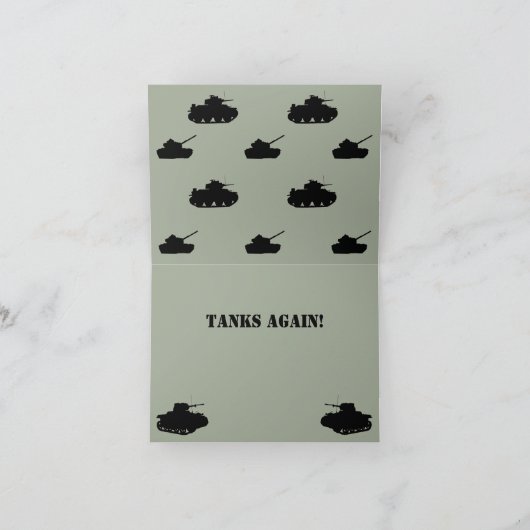 ユーモアたっぷりタンク絵の面白い感謝カード サンキューカード (内部)