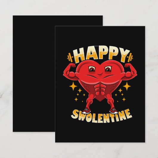 ユーモアたっぷりハートジムワークアウトバレンタインギフト ノートカード (正面/裏面)