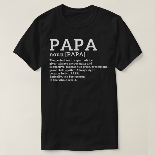 ユーモアたっぷりパパの定義 Tシャツ (デザイン正面)