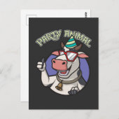 ユーモアたっぷりパーティー牛農場動物愛好家 ポストカード (正面/裏面)