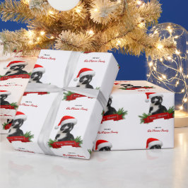 ユーモアたっぷり皮肉な猫のサンタ帽子クリスマス ラッピングペーパー