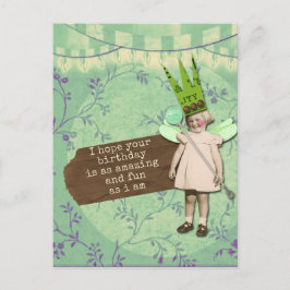 ユーモアたっぷり皮肉調 ヴィンテージ風アート 誕生日ガール ポストカード