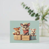 ユーモアたっぷり かわいい キャラクター 動物 どんなシーンでも使える デリバリー ポストカード (スタンド正面)