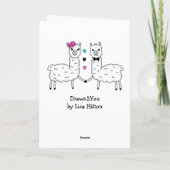 ユーモアたっぷり かわいい ラマの駒 Valentine's Day カード (裏面)