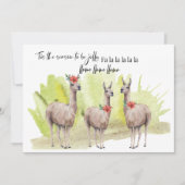 ユーモアたっぷり かわいい ラマ 水彩画 ホリデー グリーティング シーズンカード (正面)