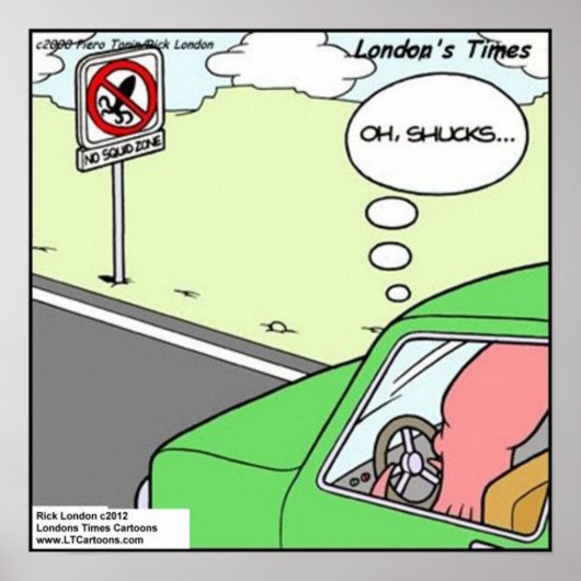 ユーモアたっぷり！イカ禁止区域ポスター ポスター (正面)