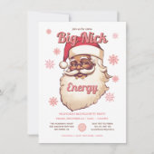 ユーモアたっぷり ビッグニック エネルギー アフリカ系アメリカ人 サンタパーティ 招待状 (正面)