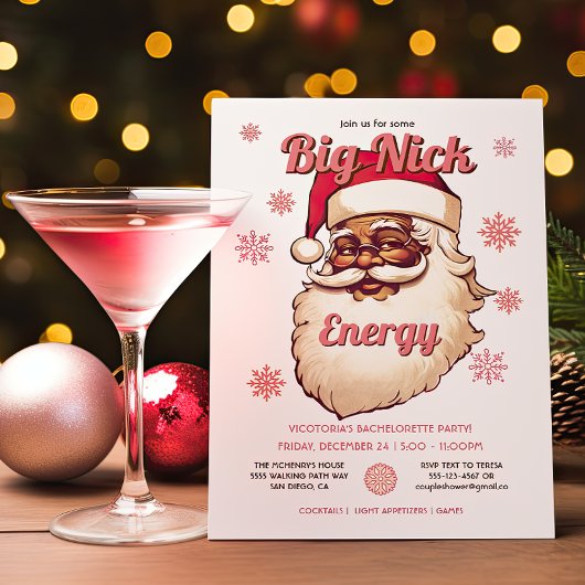 ユーモアたっぷり ビッグニック エネルギー アフリカ系アメリカ人 サンタパーティ 招待状
