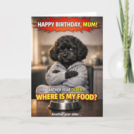 ユーモアたっぷり ママの誕生日カード 犬 ご飯はどこ? カード
