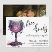 ユーモアたっぷり 気まぐれ ロマンチック ゴブレット フォト ウェディング セーブザデート (正面/裏面)