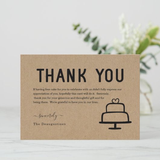 ユーモアたっぷり 無料ケーキ感謝カード サンキューカード (スタンド正面)