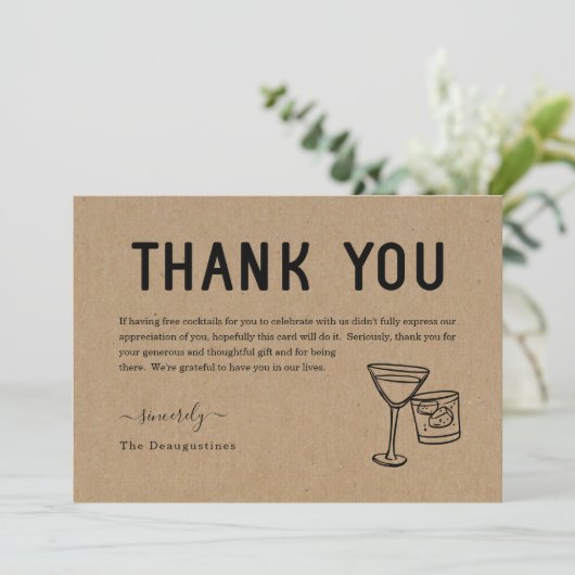 ユーモアたっぷり 無料コクテイル お礼カード サンキューカード (スタンド正面)