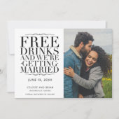 ユーモアたっぷり！無料ドリンクの写真付き結婚式Save the Date セーブザデート (正面)