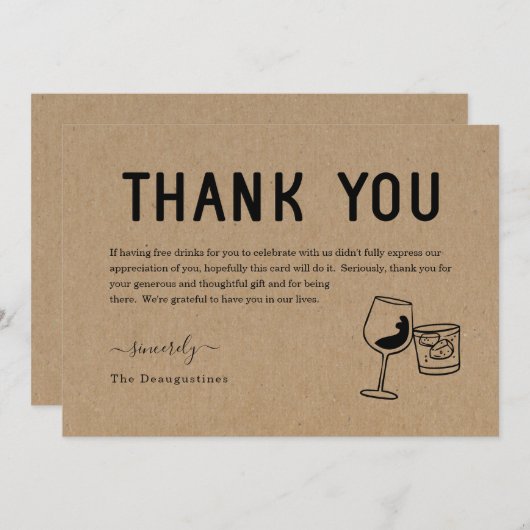 ユーモアたっぷり 無料ドリンク お礼カード サンキューカード (正面/裏面)
