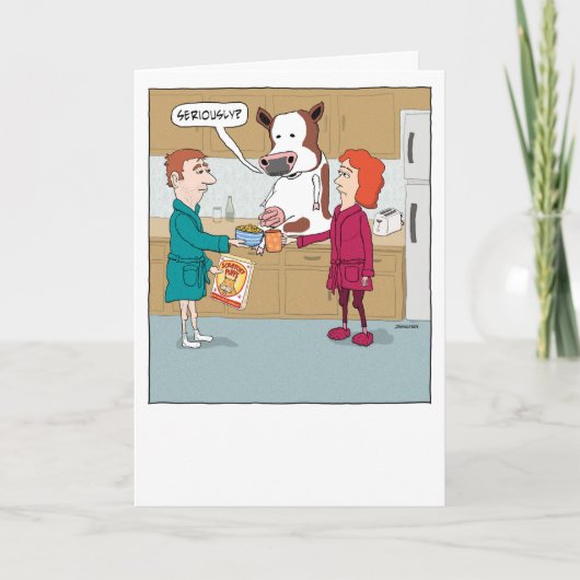 ユーモアたっぷり!牛のミルク記念日おめでとう カード (正面)