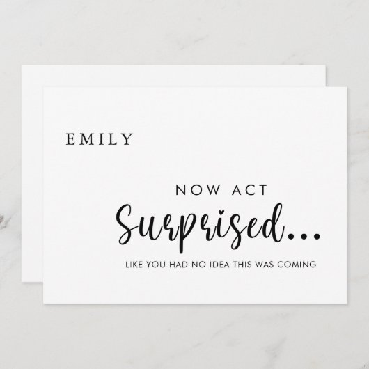 ユーモアたっぷり!私のウェディングパーティーに来てくれる?(花嫁の介添え人になってくれる?)の提案カ 招待状 (正面/裏面)