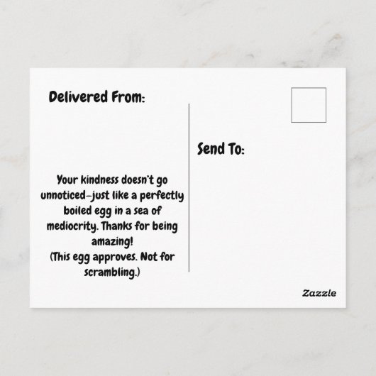 ユーモアたっぷり!「良い卵」感謝の気持ちを伝えるメモ - ありがとう ポストカード (裏面)