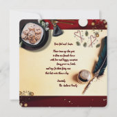 ユーモアたっぷり 赤いメモ サンタへの祈り 私たちからの友達へのプレゼント シーズンカード (正面)