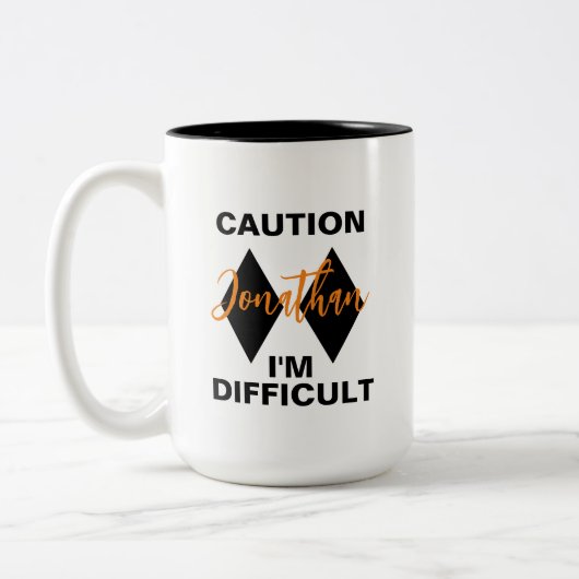 ユーモアたっぷり 難しい ダブル ブラックダイヤモンド 名前 ツートーンマグカップ (左)