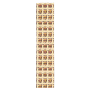 ユーモアたっぷり!食いしん坊のためのパンクなデザイン バコンラバー チーズバーガー ショートテーブルランナー