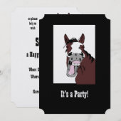 ユーモアたっぷり 馬 ウェスタン テーマ 誕生日 オーダーメイド 招待状 (正面/裏面)