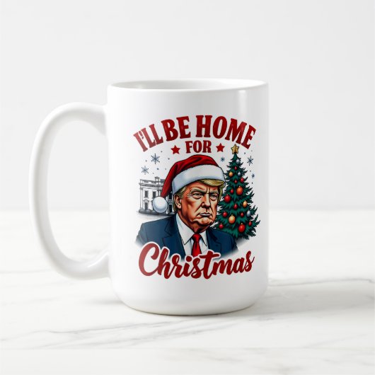 ユーモアのあるおもしろいクリスマスに帰るトランプ コーヒーマグカップ (左)