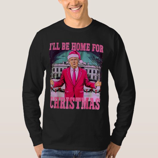 ユーモアのあるおもしろいクリスマスに帰るトランプ Tシャツ (正面)