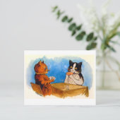 ユーモアのあるおもしろい葉巻喫煙ネコ遊ストランプのポーカー ポストカード (スタンド正面)