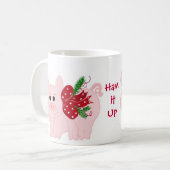 ユーモアのあることわざ付きクリスマス豚 コーヒーマグカップ (正面左)